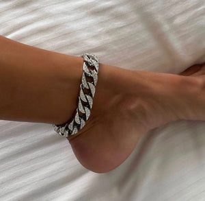 Silver Crystal Anklet